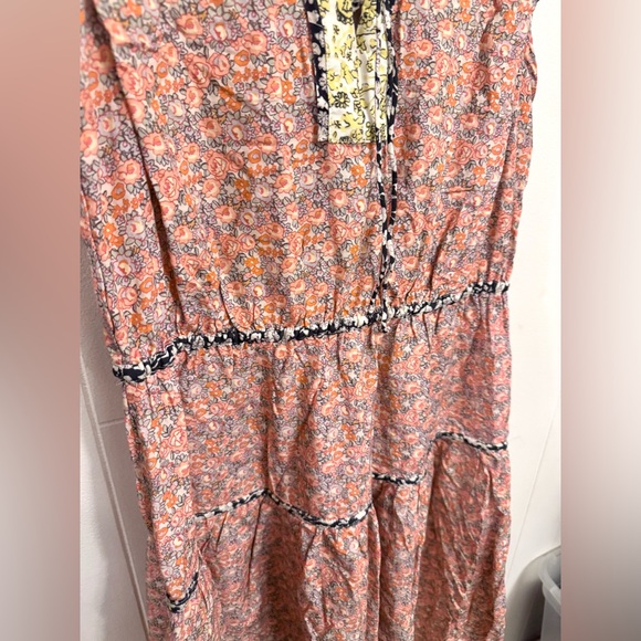 Anthropologie Current Air Sleeveless Linen Floral Midi Dress Cottagecore Boho M - Picture 7 of 9